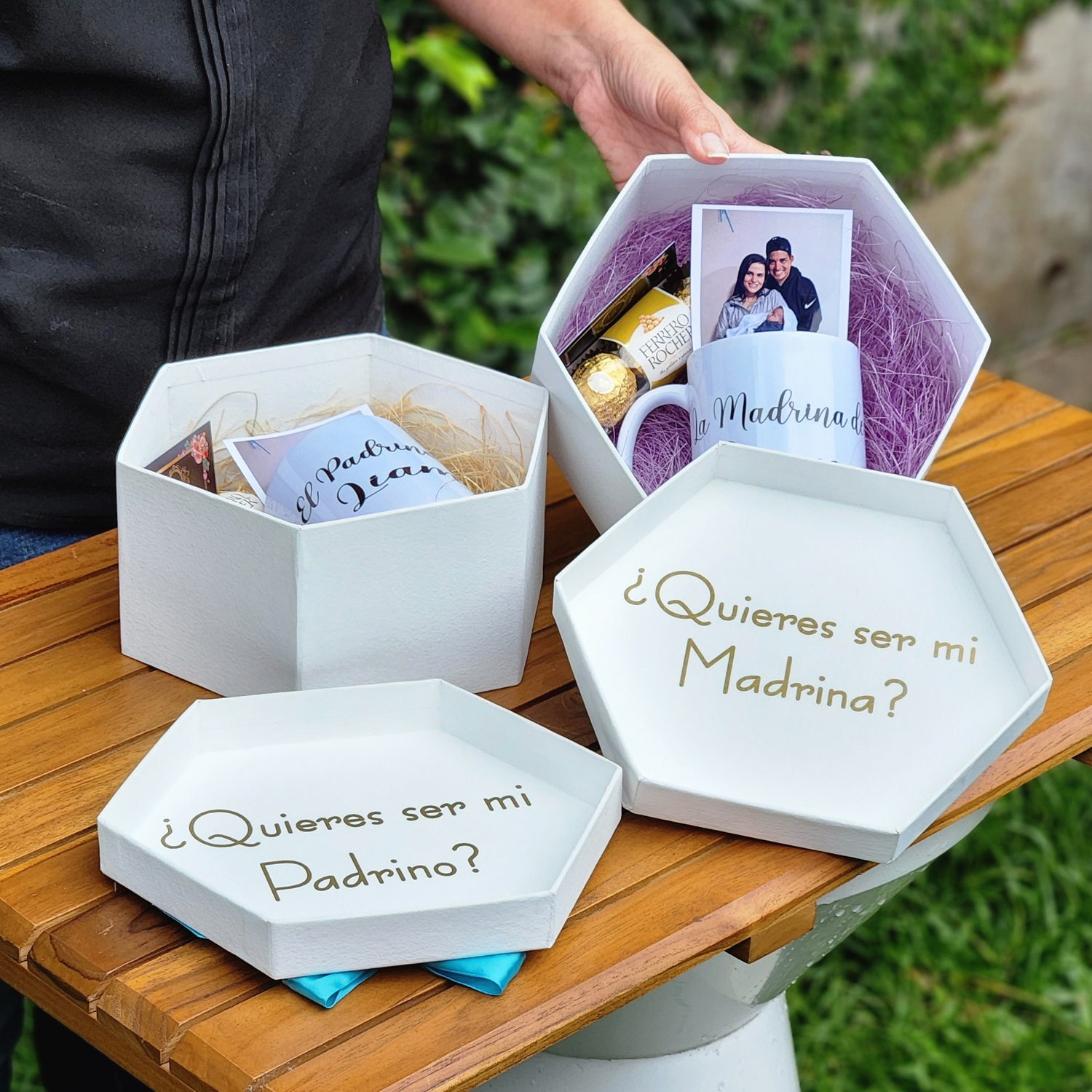 Cajas de invitación a mis Padrinos