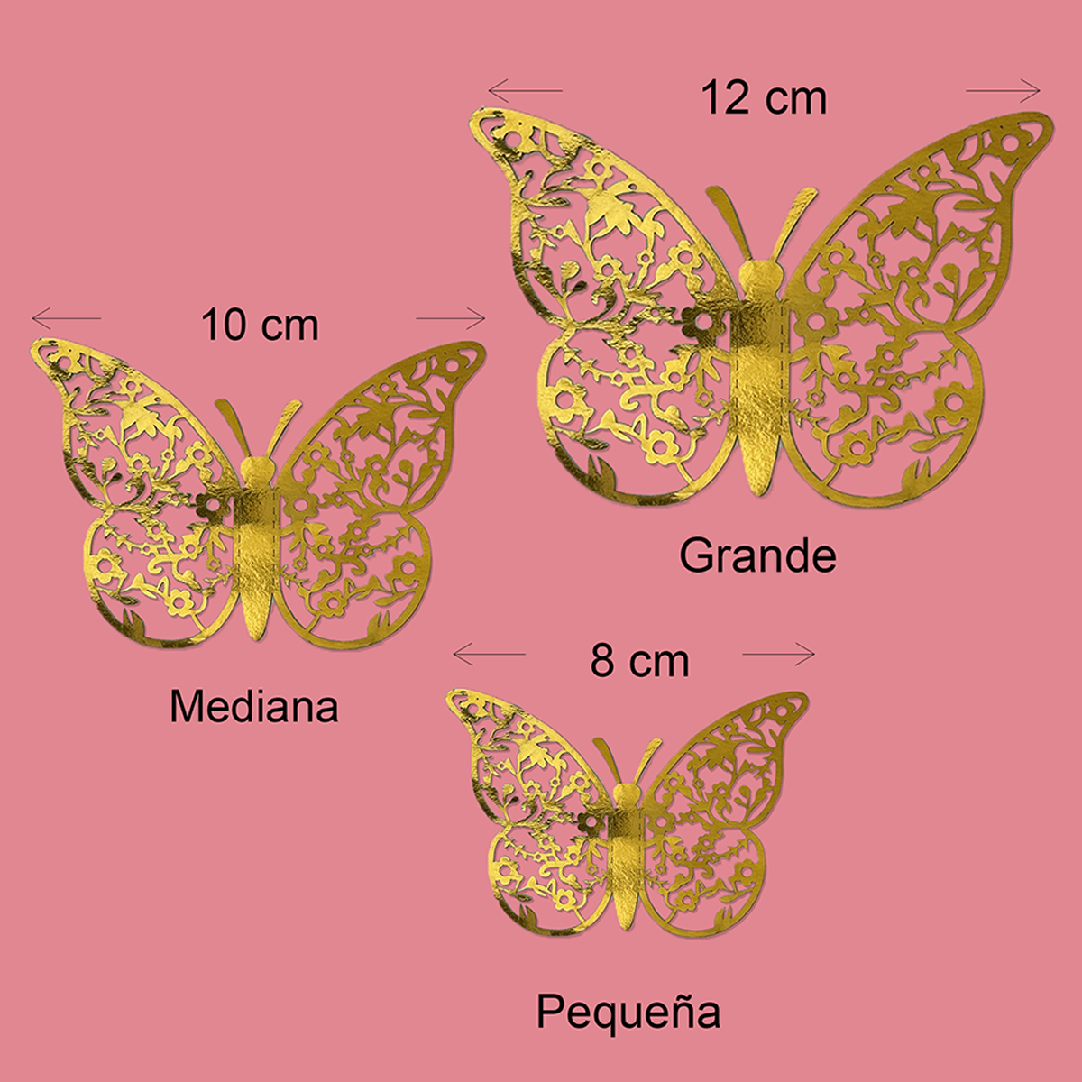 Set de 3 Mariposas Doradas